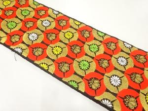 アンティーク　扇に花模様織出し子供帯（着用可）